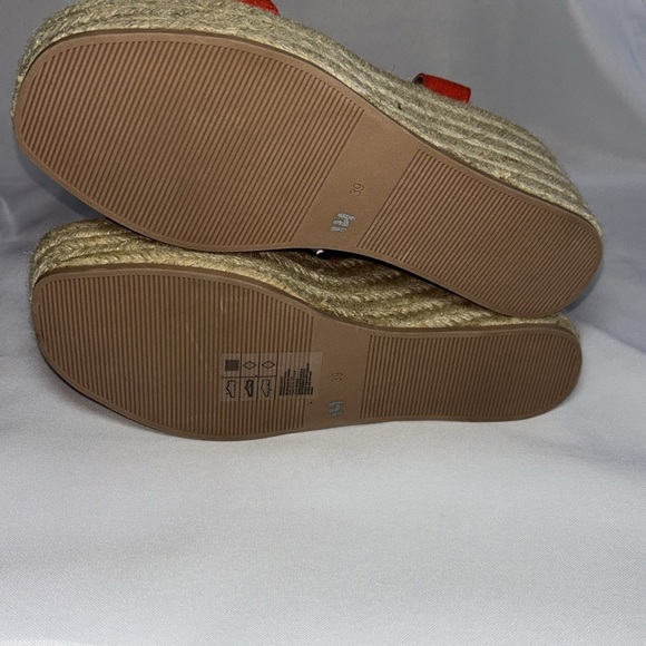 H&M Orange Suede Espadrille Wedge Sandals Size 39 - Picture 2 of 6